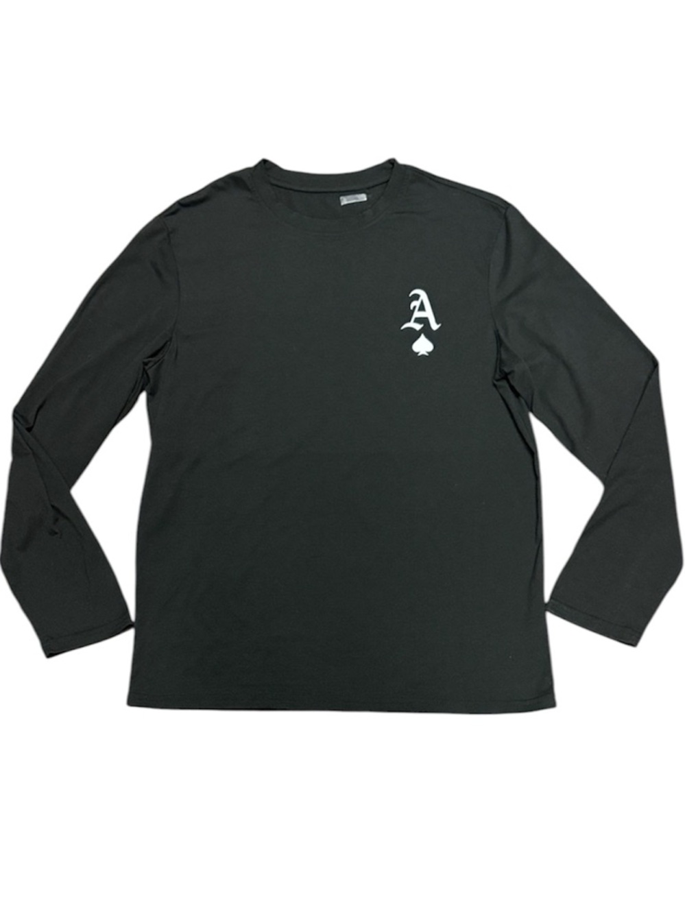 Men Ace of Spades Graphic Black Long Sleeve Tee Medium